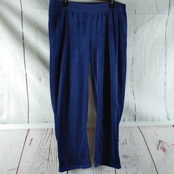 Hue Women's Size L Blue Zip Up Hoodie Velour 2pc Sweat Suit Set With Pockets - Picture 10 of 15